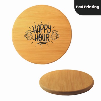 Printed Round Bamboo Wood Coaster